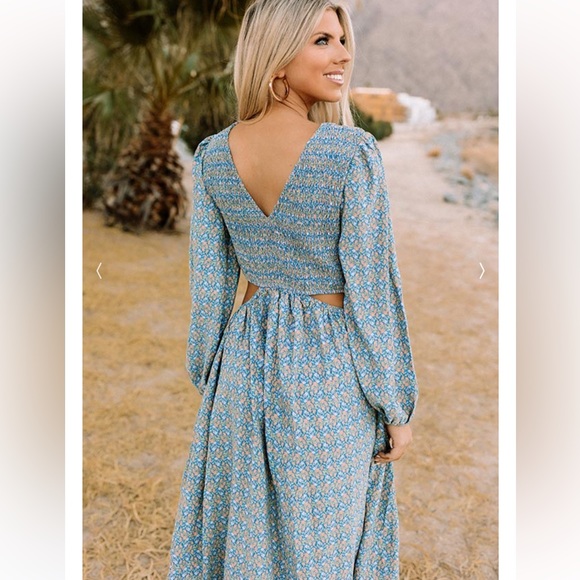 A1 -#15 Ocean blue cut out midi / maxi dress size medium - Picture 9 of 14